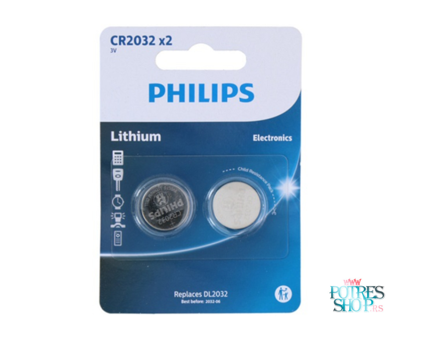 BATERIJA PHILIPS  CR2032 3V/2 KOM