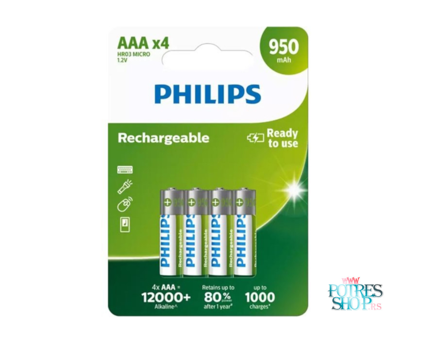 BATERIJA PHILIPS AAA 1,2V 950MAH PUNJIVE